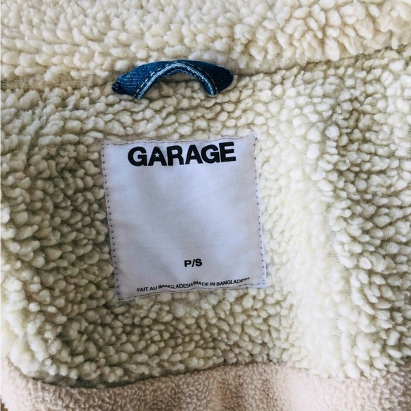 Garage Shearling Sherpa Denim Jean Jacket Asymmetrical Zip S - Picture 9 of 10